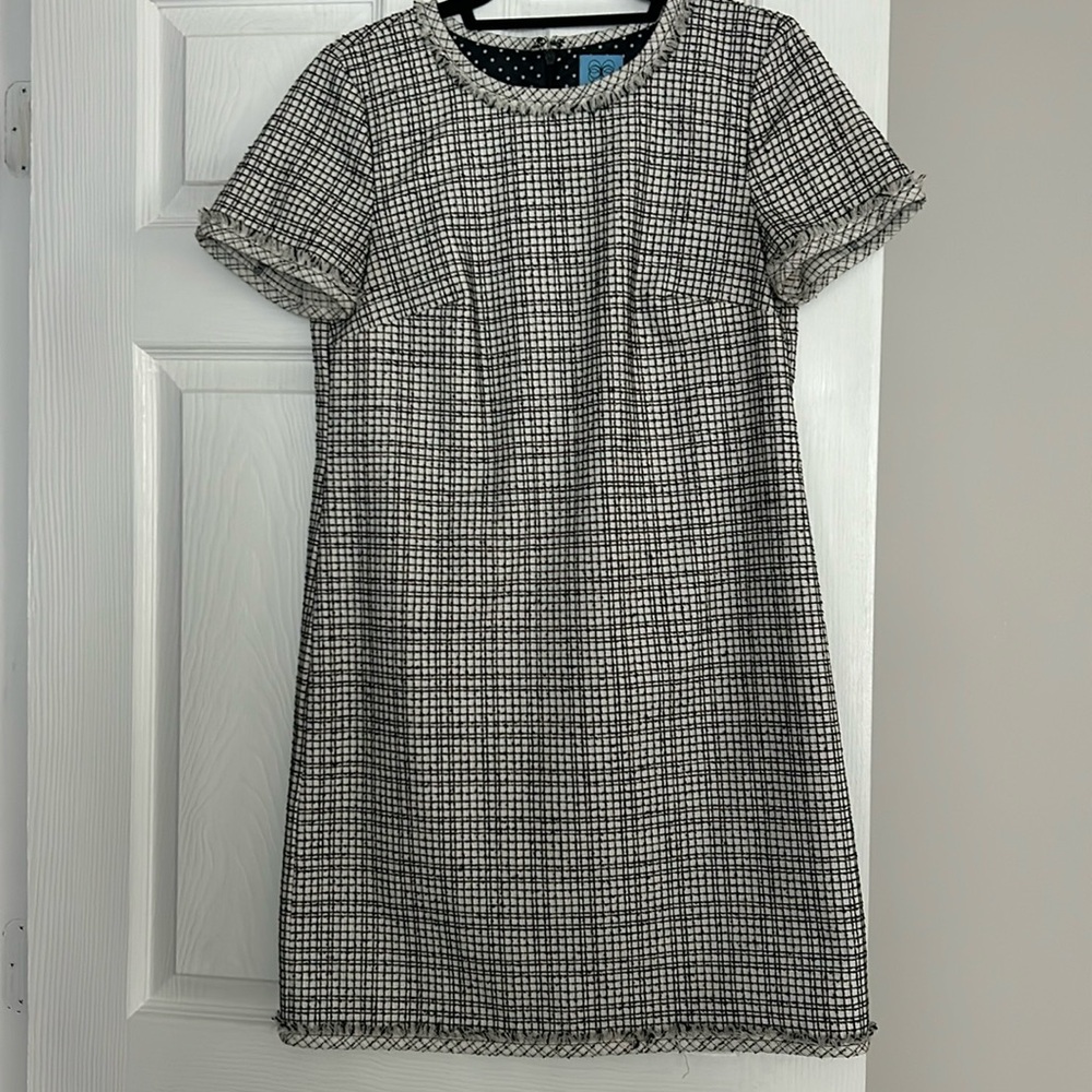 Short sleeve CECE dress   Black and white tweed